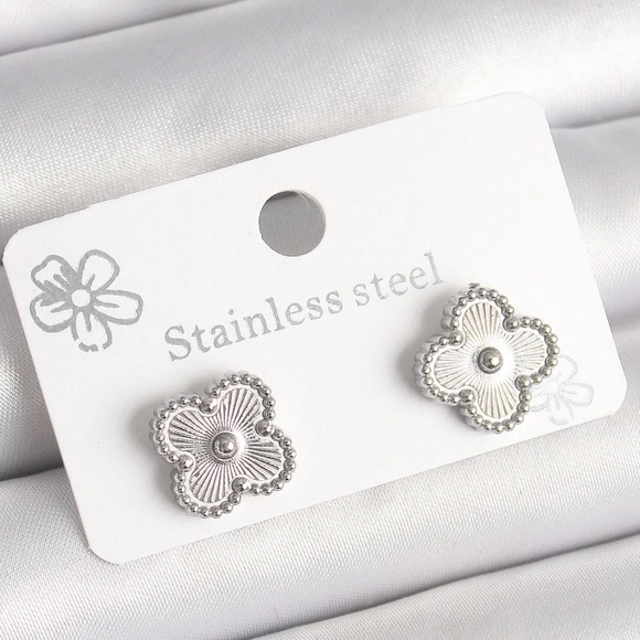 Jewelry - Titanium Stainless Steel Clover Stud Earrings